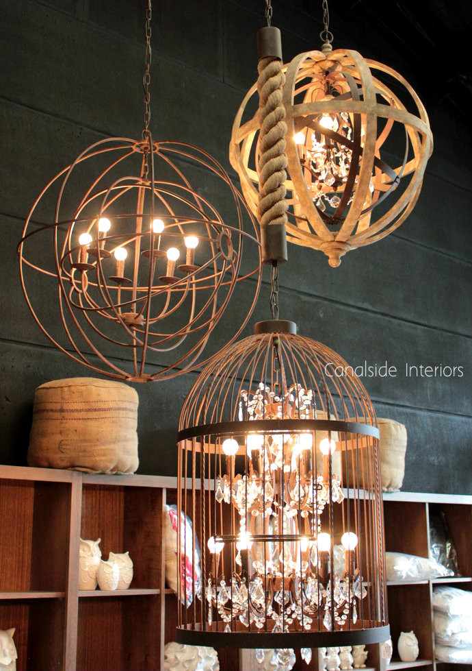 Vintage Birdcage Industrial Chandelier Large