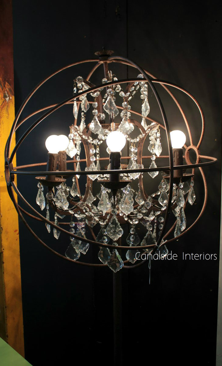 Foucault Iron Orb Chrystal Floor Lamp