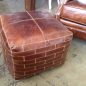 Foxtrot Aged Leather Ottoman Pouf