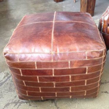 Foxtrot Aged Leather Ottoman Pouf