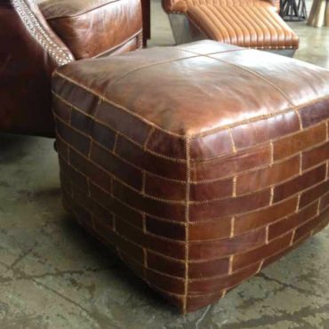 Foxtrot Aged Leather Ottoman Pouf