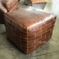 Foxtrot Aged Leather Ottoman Pouf
