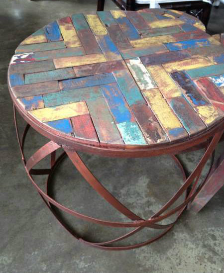 Barrel Industrial Side Table