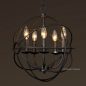 Foucault Single Orb Chandelier in distressed silver/charcoal