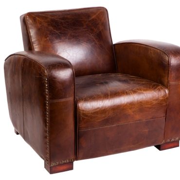 Art Deco Aged Leather Armchair
