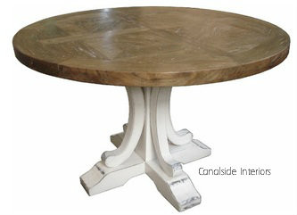 Artisan Parquetry Top Round Dining Table