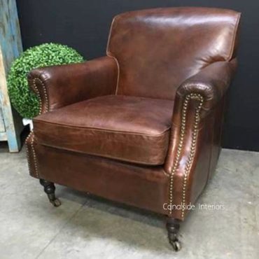 Randall Aged Leather Armchair - aged leather finish