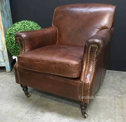 Randall Aged Leather Armchair - aged leather finish