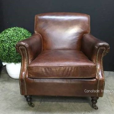 Randall Aged Leather Armchair - aged leather finish