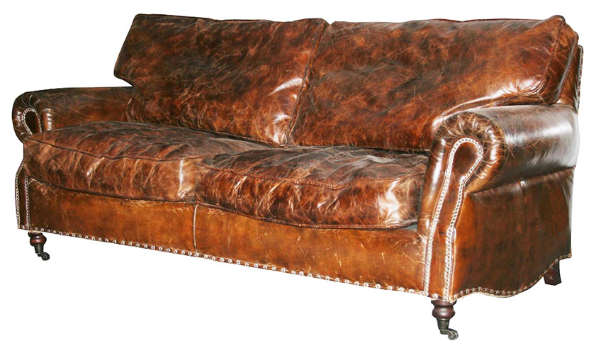 Sir William Aged Leather Lounge - 3 Seater