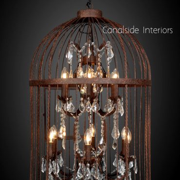 Vintage Birdcage Industrial Chandelier Large