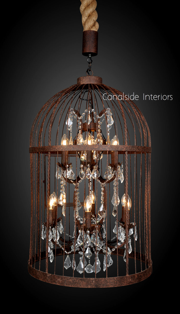 Vintage Birdcage Industrial Chandelier Large