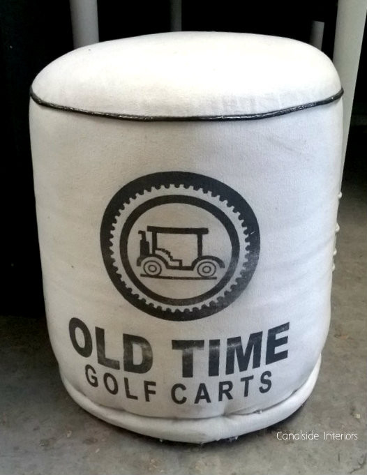 Zoe Cream Ottoman - Old Time Print