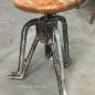 Crank Industrial Stool with Wooden Seat