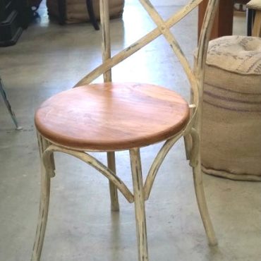 Metal Cross Back Chair with wooden seat